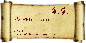 Höffler Fanni névjegykártya