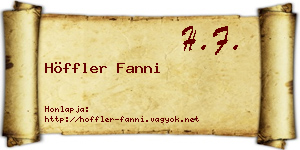 Höffler Fanni névjegykártya